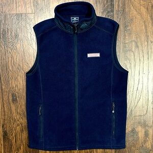 Vineyard Vines Harbor Fleece Zip Up Vest Navy